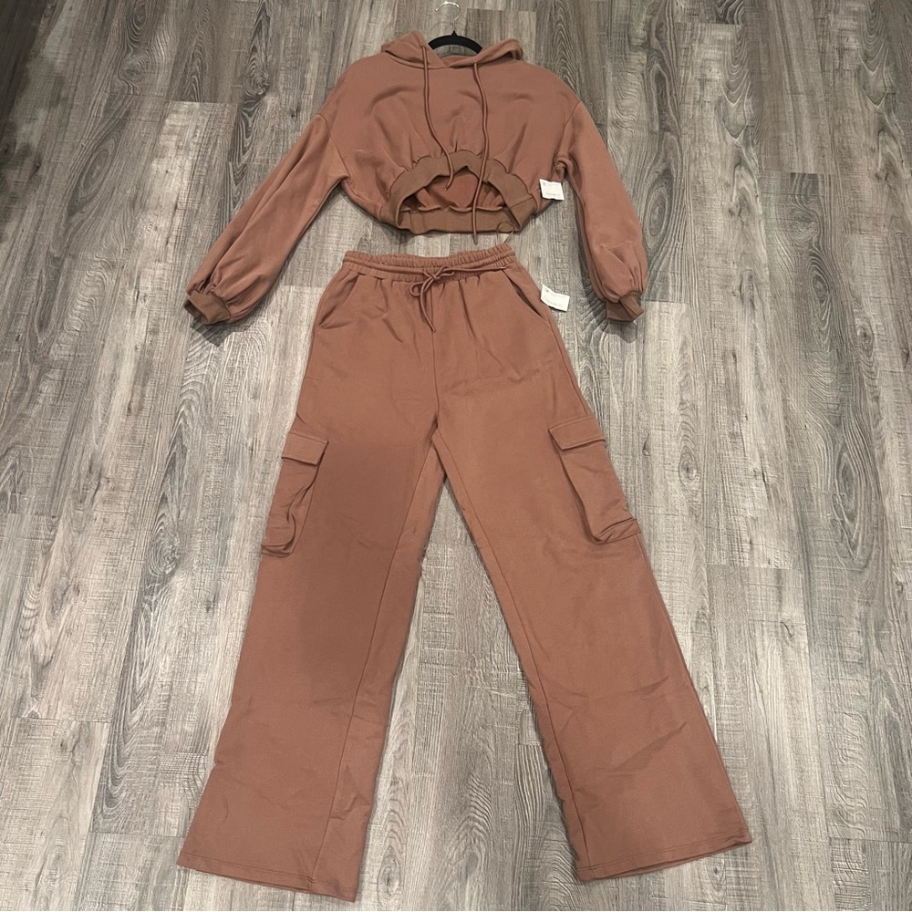 Women's Brown Hoodie and Pants Set